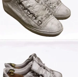 Balenciaga arenas - Säljer ju mina vita balenciaga arenas! De är i ganska dåligt skick men ser helt ärligt ändå bra ut. De är skadade i hälen som ni ser på bild 4 o 5. Bästa priset på arenas på marknaden, köp fort! 