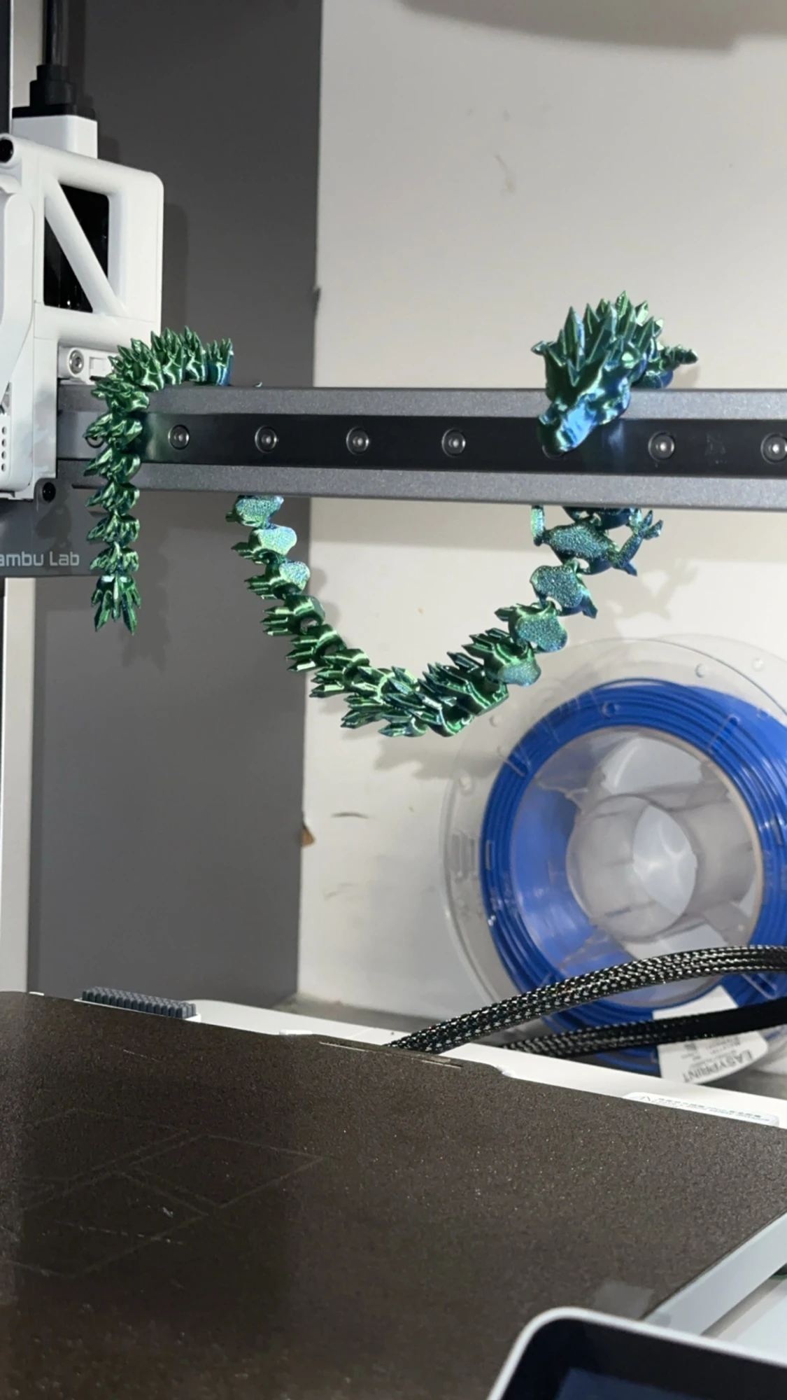 Grönblå drake 3D-printad - 2