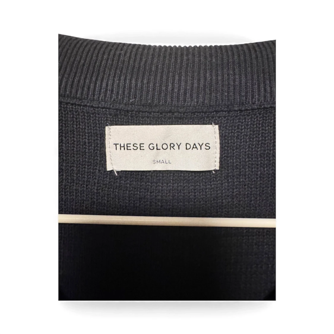 Mörkblå stickad half zip-tröja S - 2