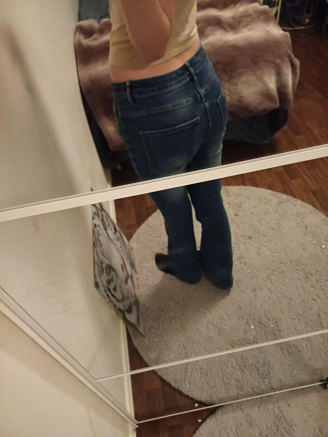 Mörkblå bootcut jeans låg midja - 2