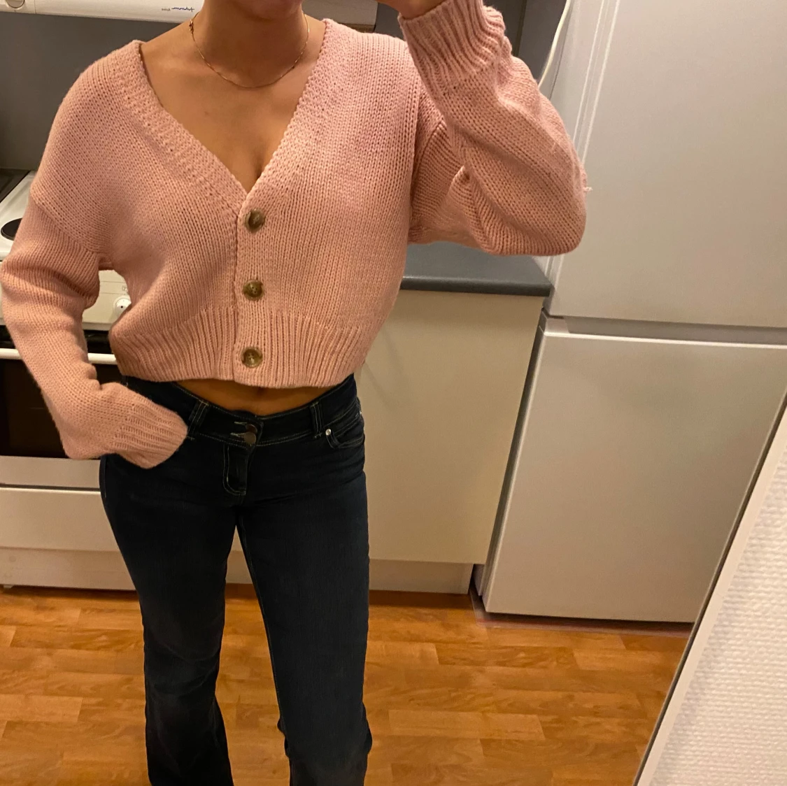 Ljusrosa stickad kofta från H&M Divided - 1