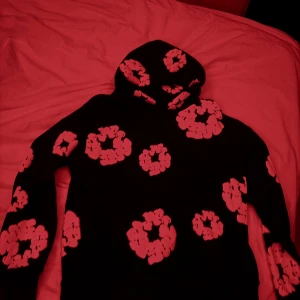 Svart denim tears hoodie - Svart hoodie från Denim Tears i storlek S bara använd ett par gånger. Jag är 175 och väger 60kg ungefär och den passar perfekt. Skick 10/10