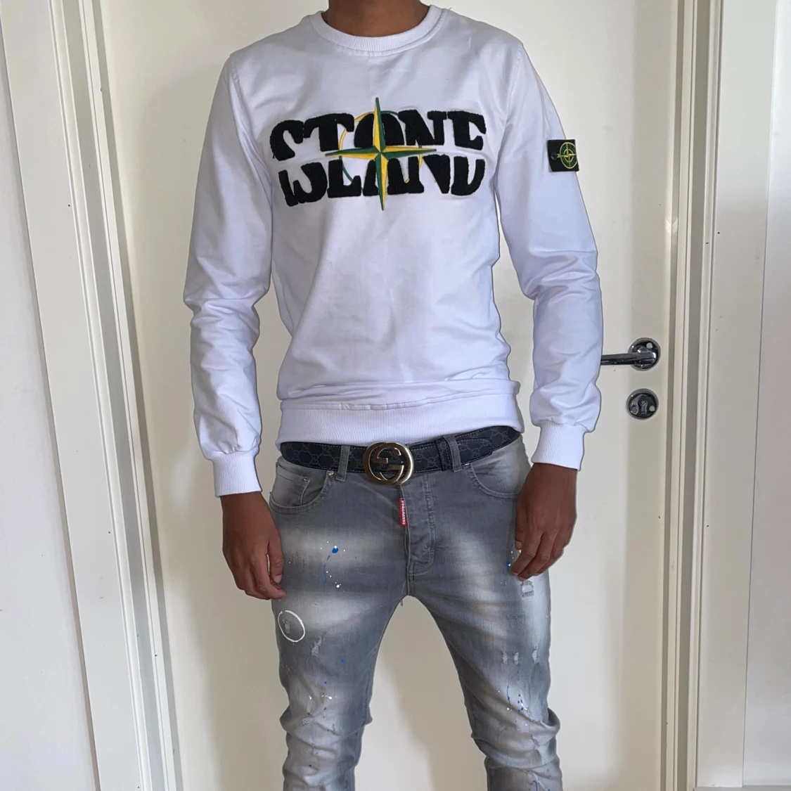 Stone Island tröja strl XS vit