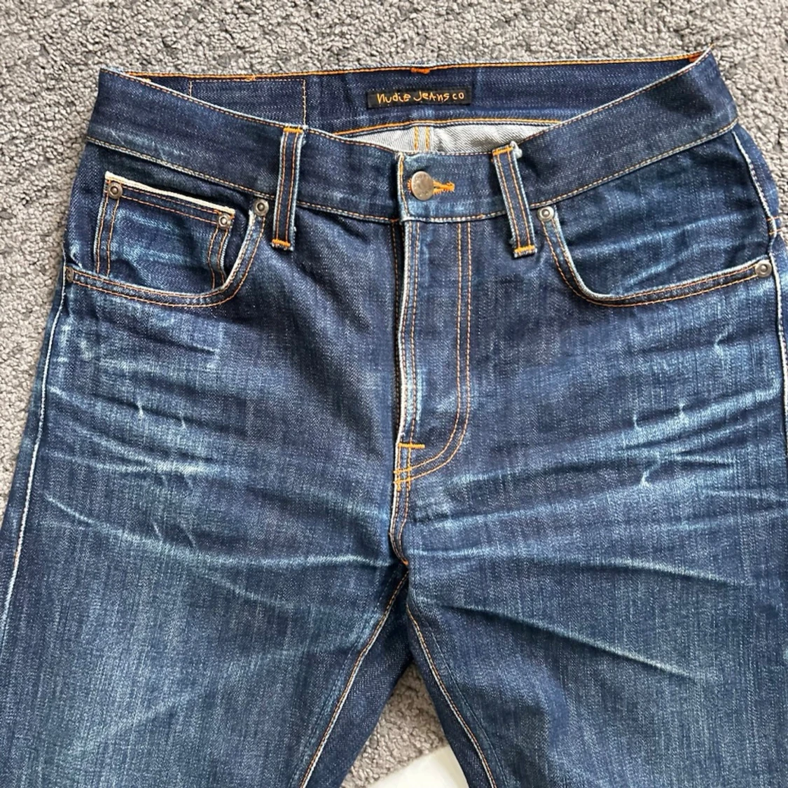 Mörkblåa Nudie Regular Alf Selvedge Jeans - 2