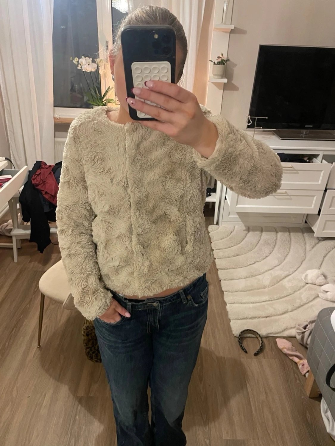 Beige pälsjacka - 1