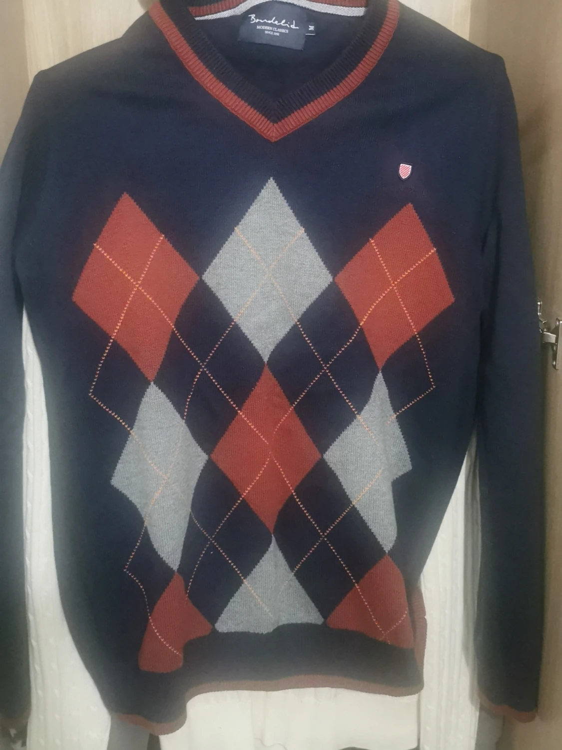 Mörkblå argyle stickad tröja Brokedale - 2