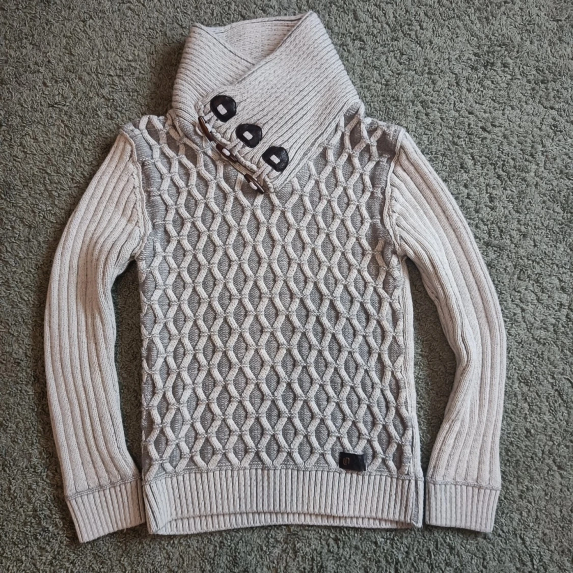 Leif Nelson chunky knit polo / funnel neck tröja - 1