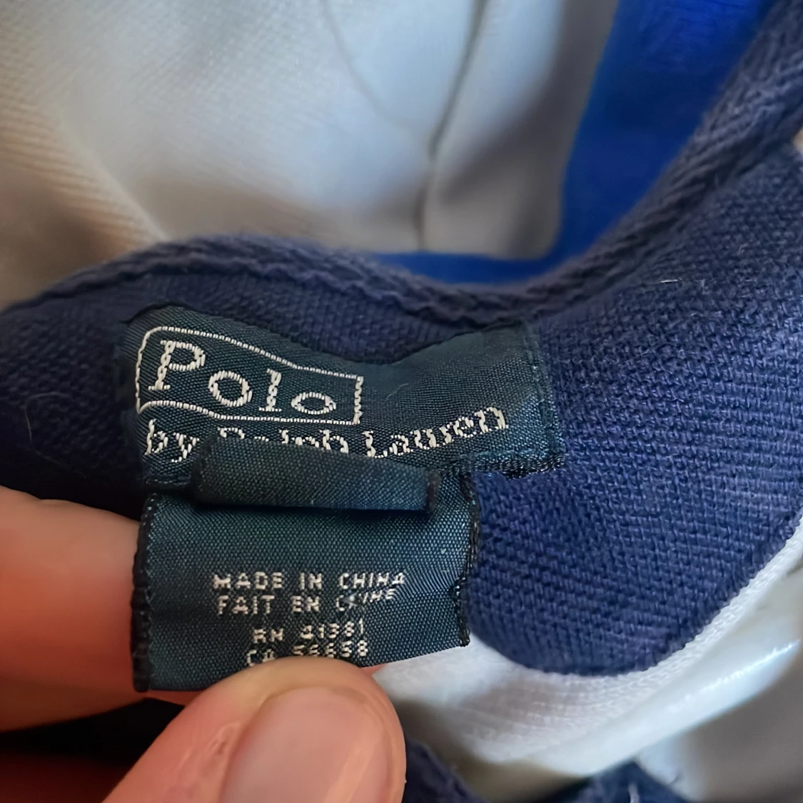 Vit och marinblå pikétröja Ralph Lauren - 3