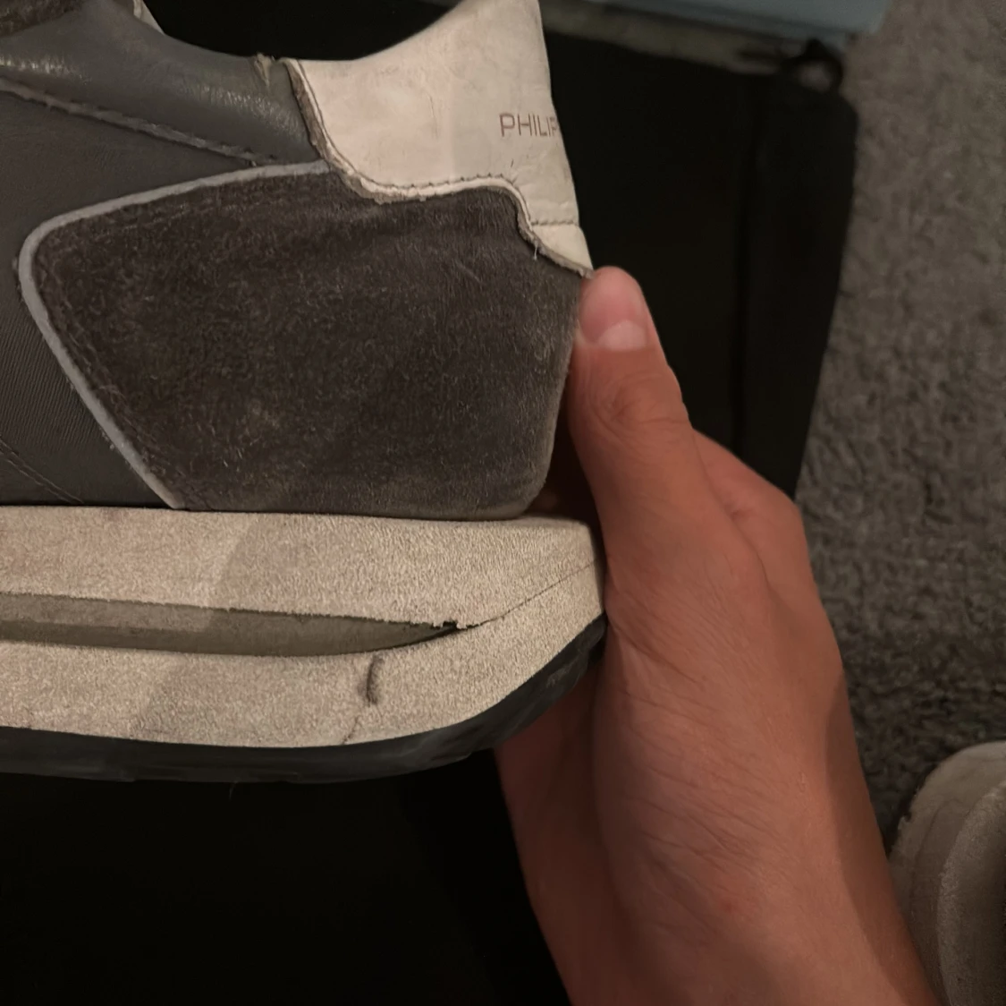 Grå Philippe Model sneakers i mocka - 1