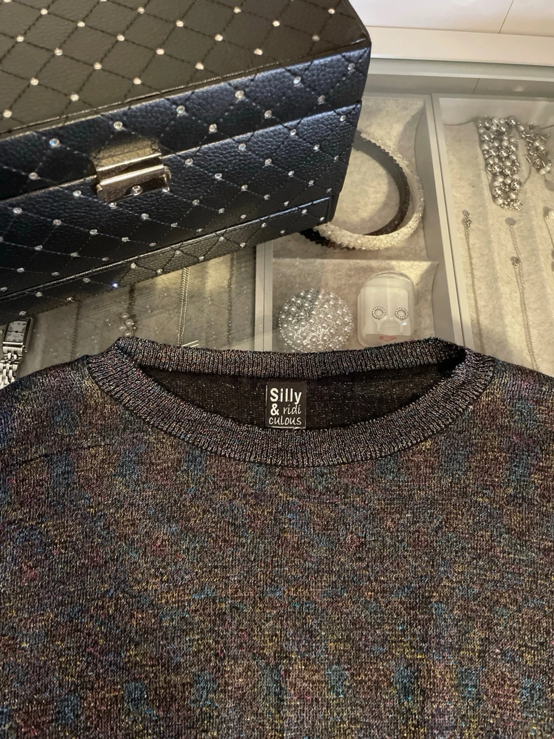 Stickad glittrig tröja - 3
