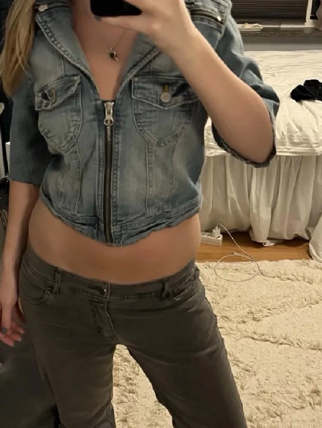 Skit snygg croppad jeansjacka 