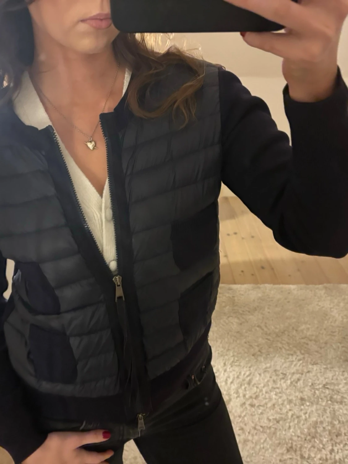 Mörkblå quiltad cardigan jacka Moncler