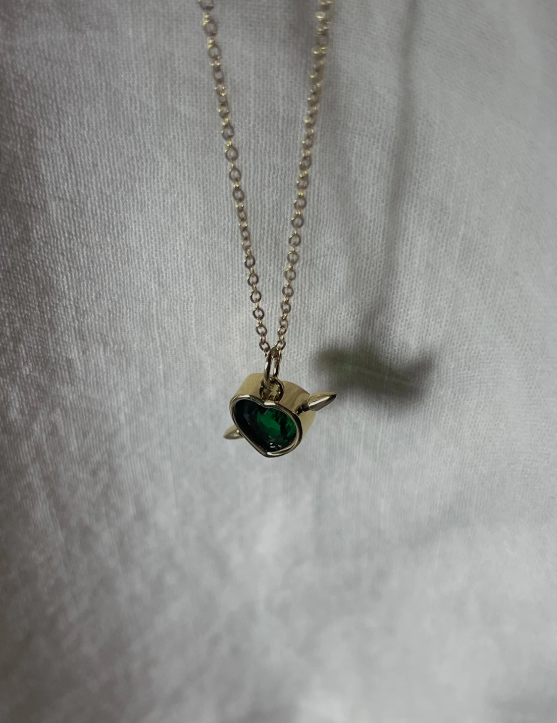 Gold Emerald Arrow Heart Necklace - 2