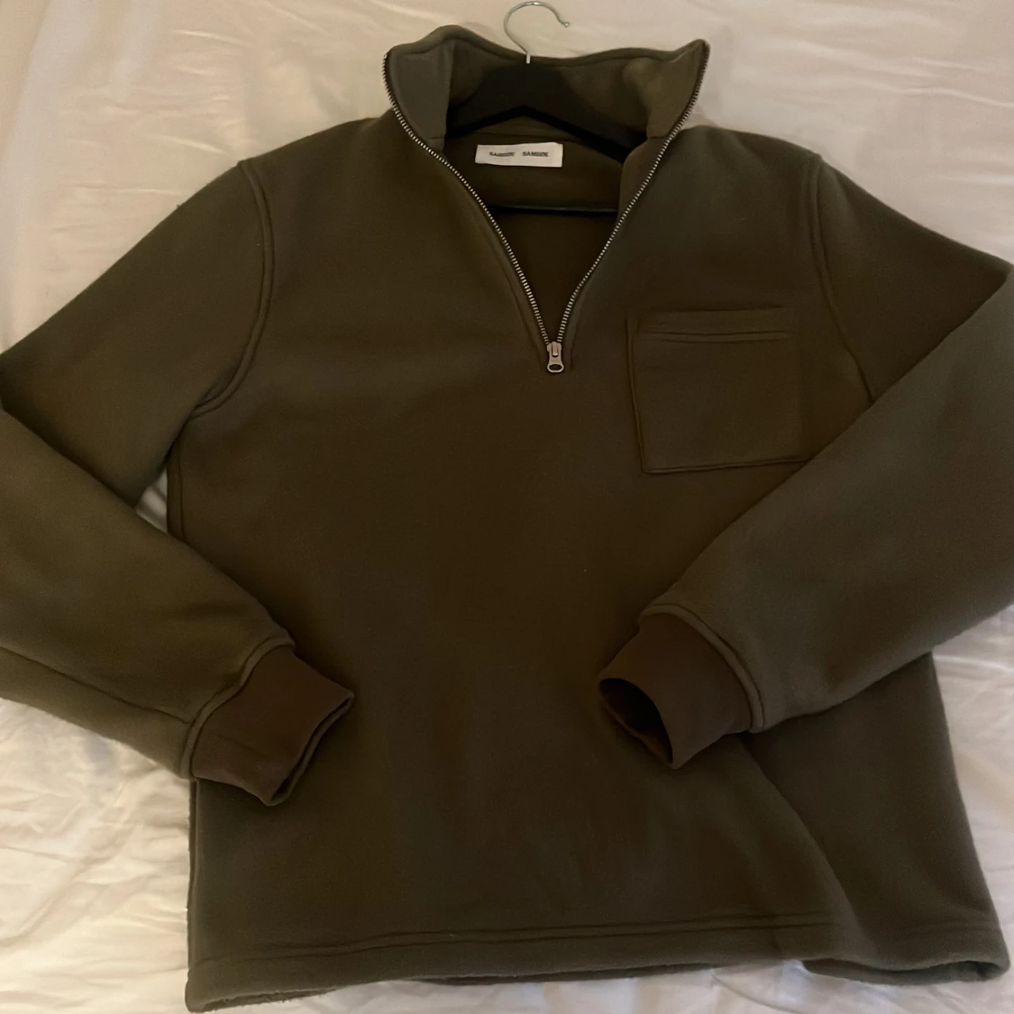 Olivgrön fleece half zip från Samsøe