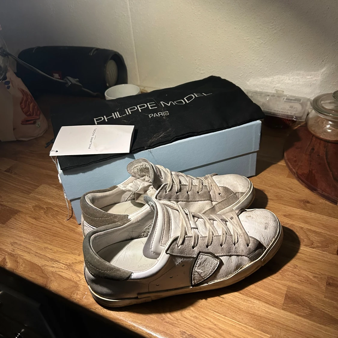 Philippe Model vita sneakers i skinn - 3