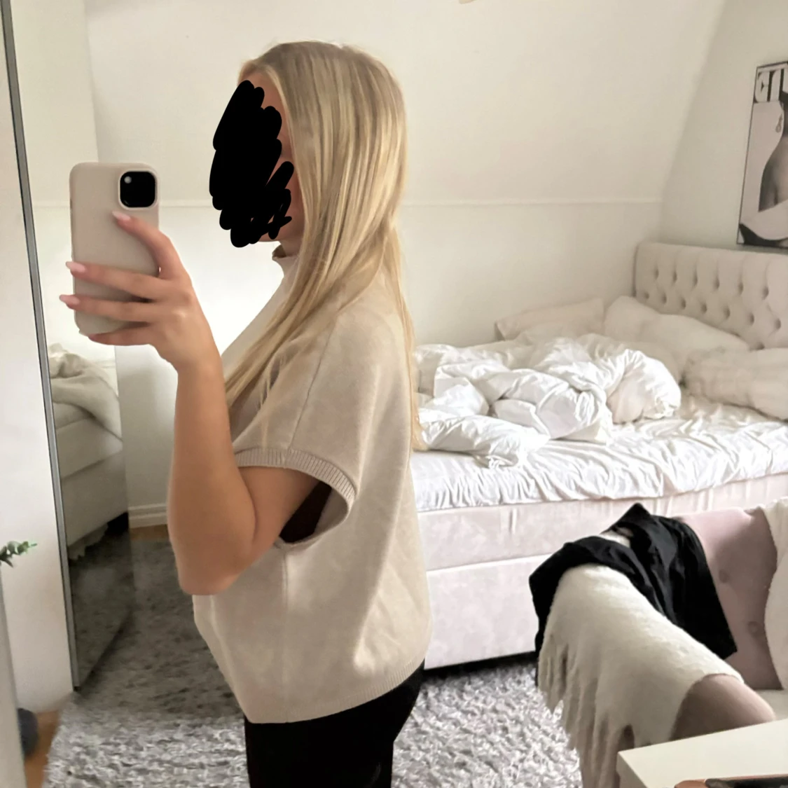 Beige stickad ärmlös tröja - 2