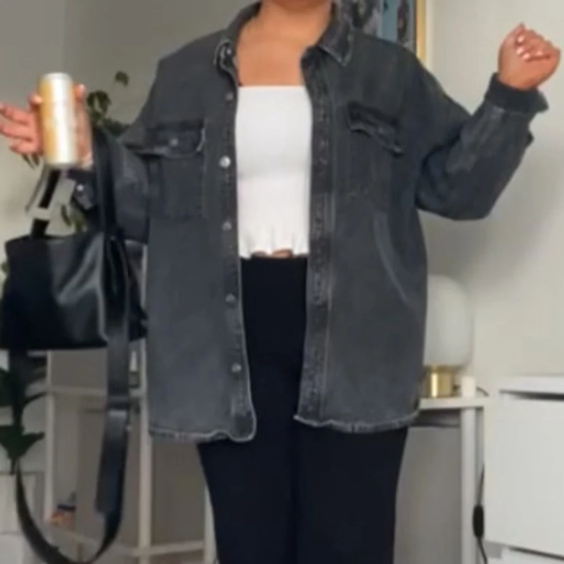 Oversized svart jeansjacka