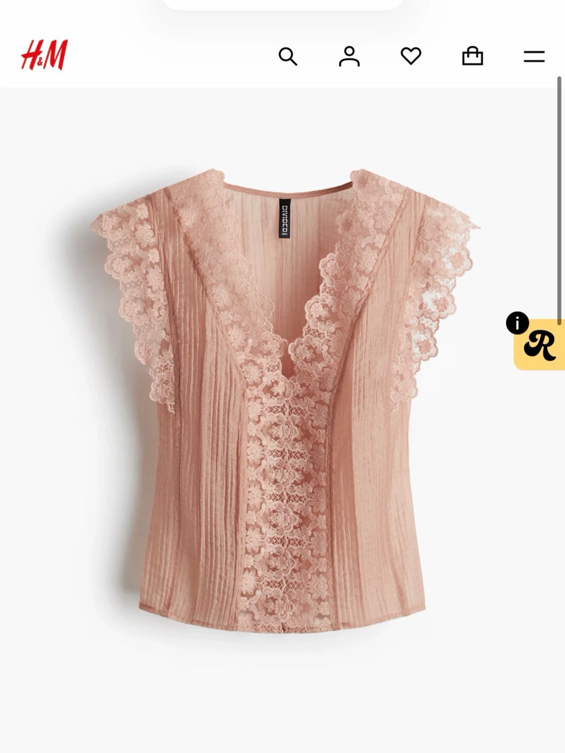 Rosa spetsblus från H&M