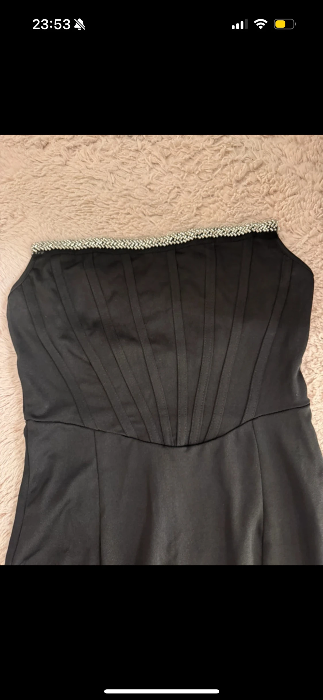 Svart axelbandslös långklänning - 1