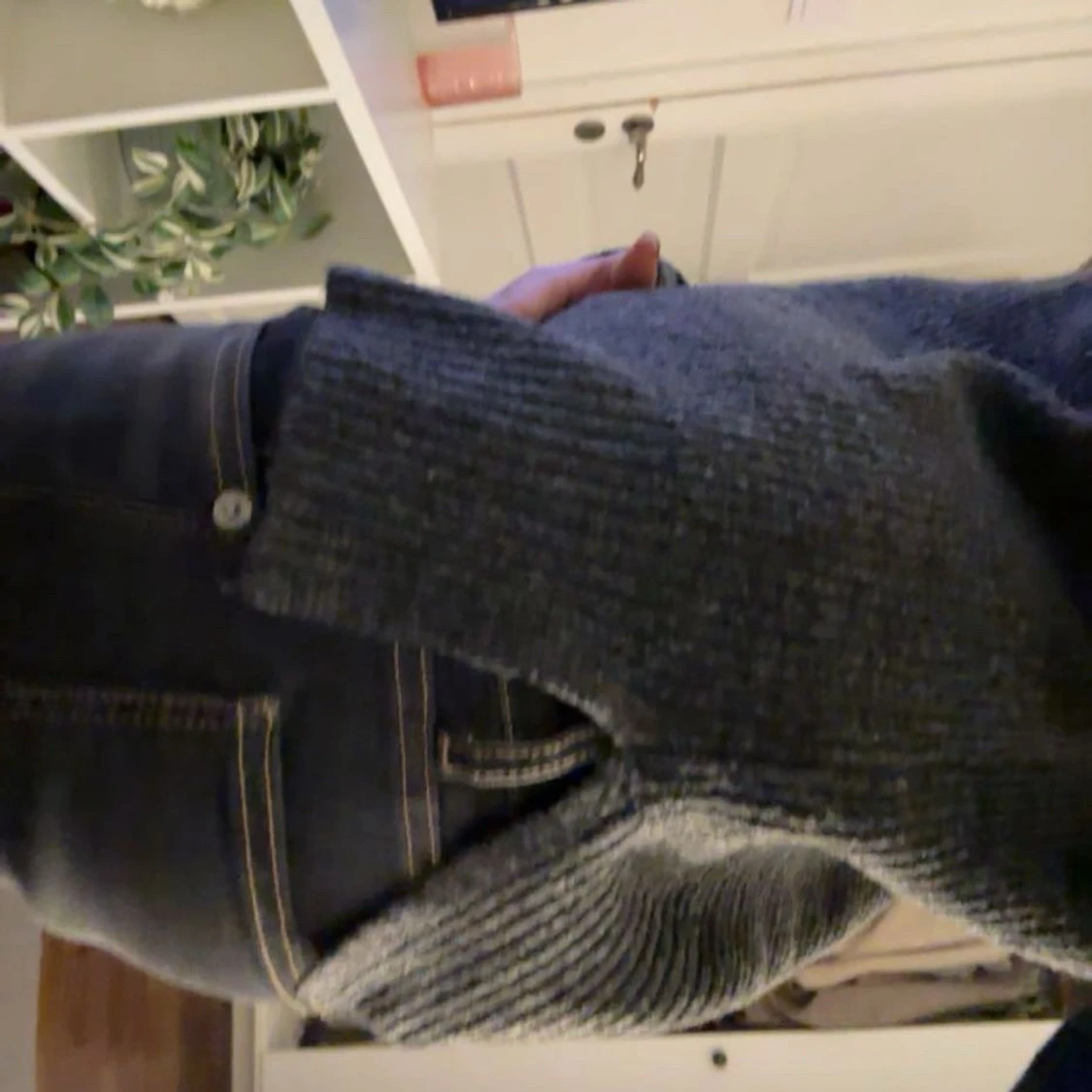 Mörkgrå stickad polotröja 157 XS - 4