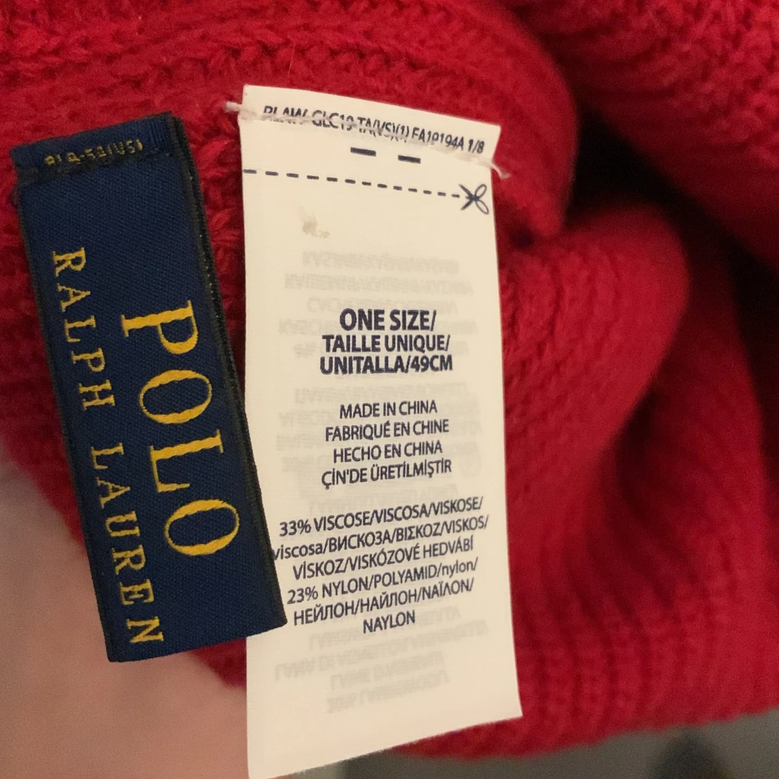 Röd ribbstickad mössa från Ralph lauren - 2