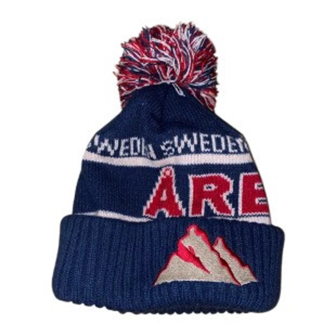 Blå Åre mössa med tofs och brodyr - 1