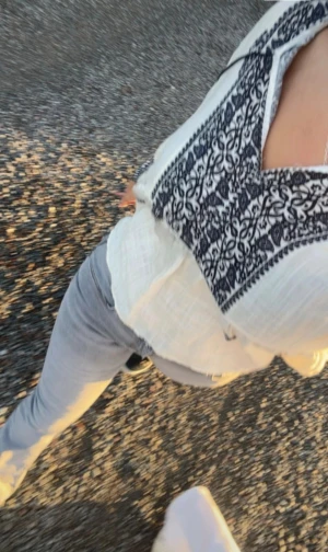 Vit blus med blått broderi från Zara - Säljer en vit blus med mörkblå broderade detaljer och snörning vid halsen. Skjortan har lång ärm och är tillverkad i ett lätt, luftigt bomullstyg. Köpte den i somras för 470kr men bara använt den 2 gånger!