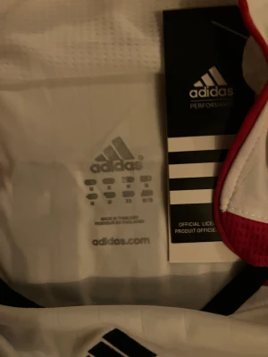 AC Milan Kaka Champions League tröja - Säljer en officiell AC Milan fotbollströja från Champions League-finalen 2007 med Kaka och nummer 22 på ryggen. Tröjan är vit med röda och svarta detaljer, har korta ärmar och är tillverkad i lätt polyester. Adidas-logga, Bwin sponsortryck och ACM-emblem på bröstet.