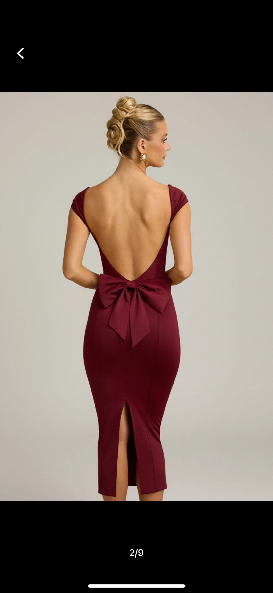 Vinröd långklänning med rosett