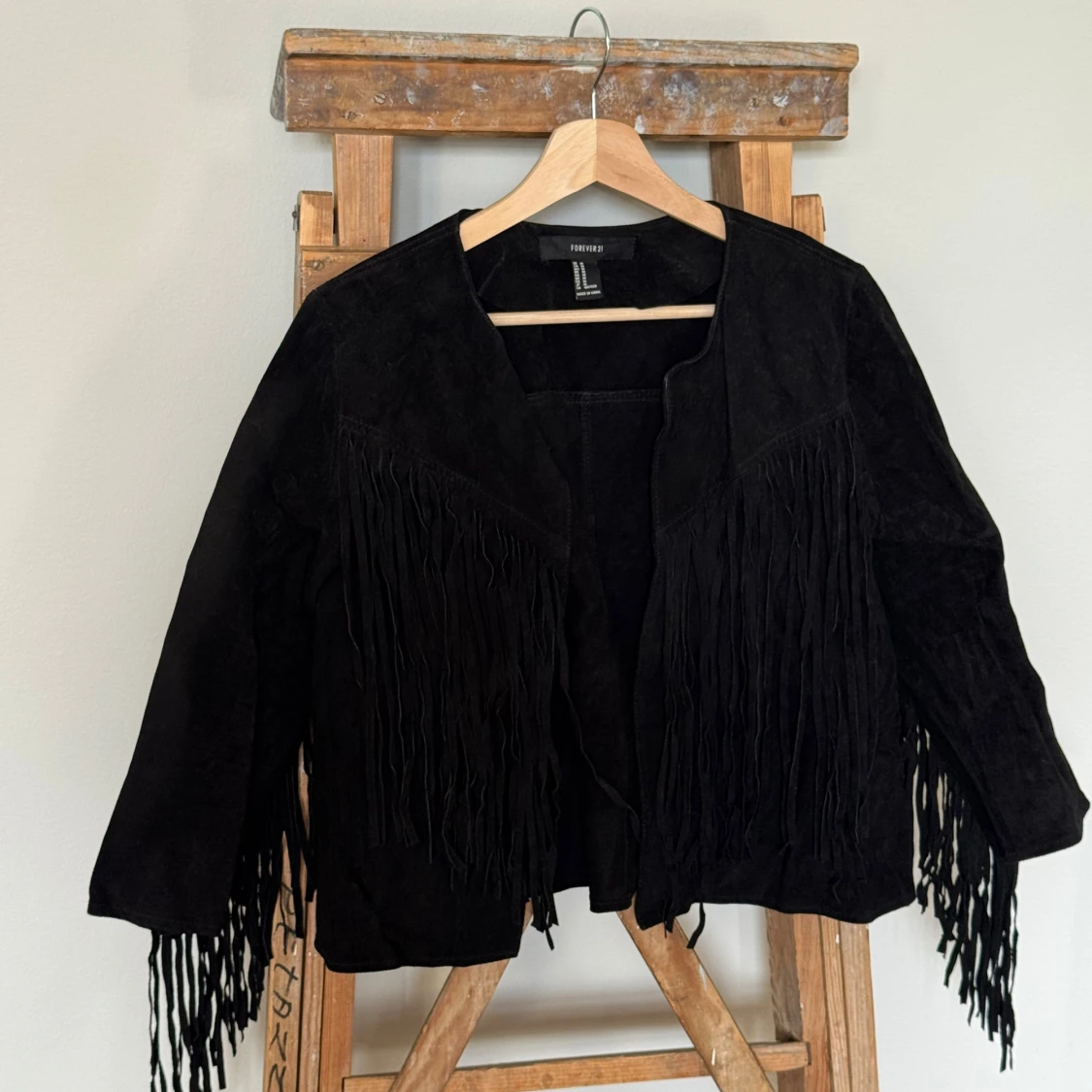 Svart mockajacka med fransar Forever 21 - 4