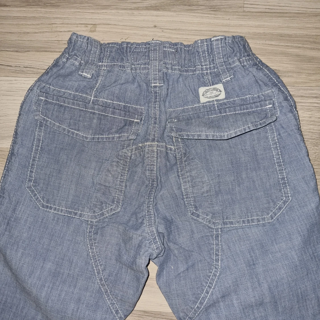 Blåa bomullsshorts med justerbar midja - 4