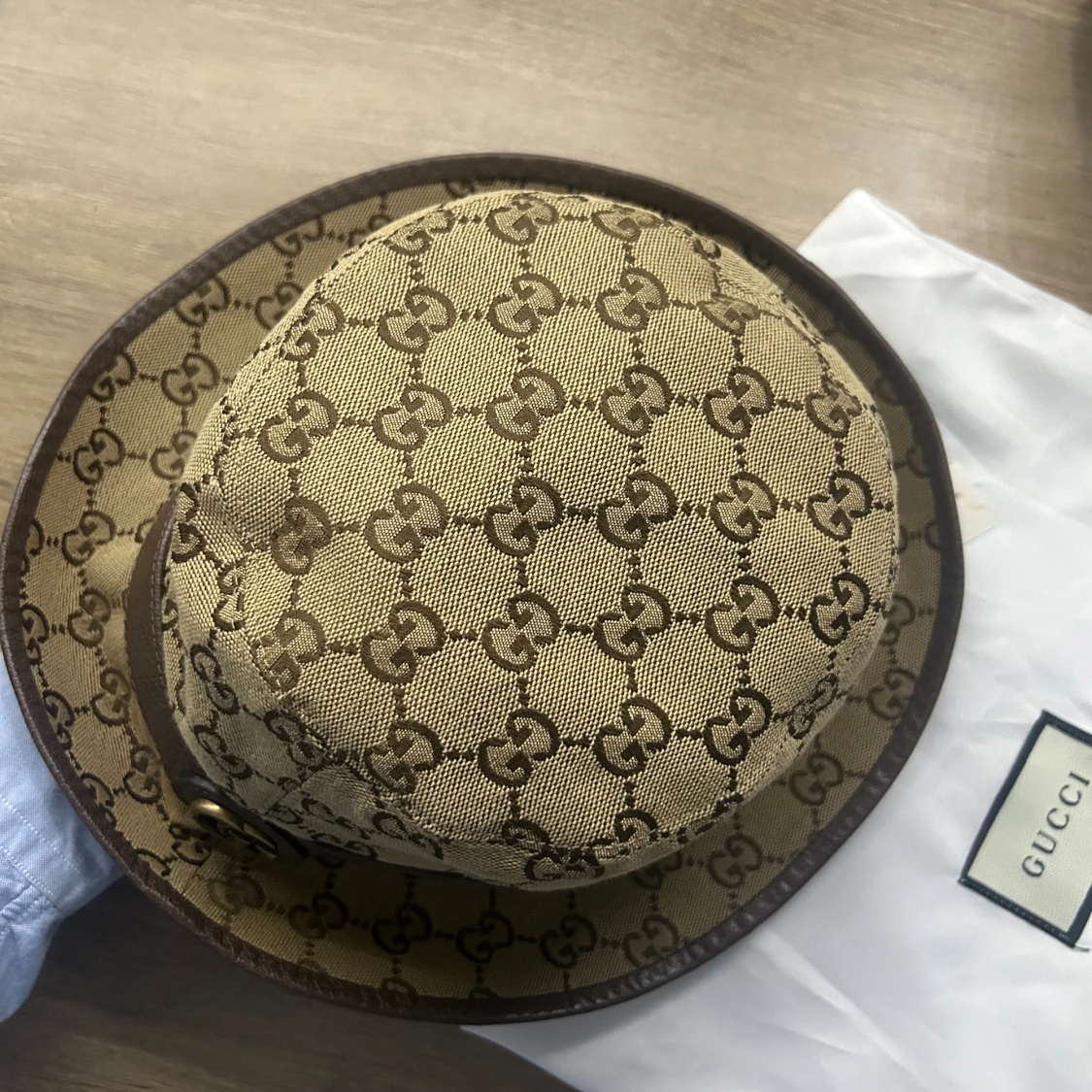Gucci beige GG-mönstrad hatt - 4