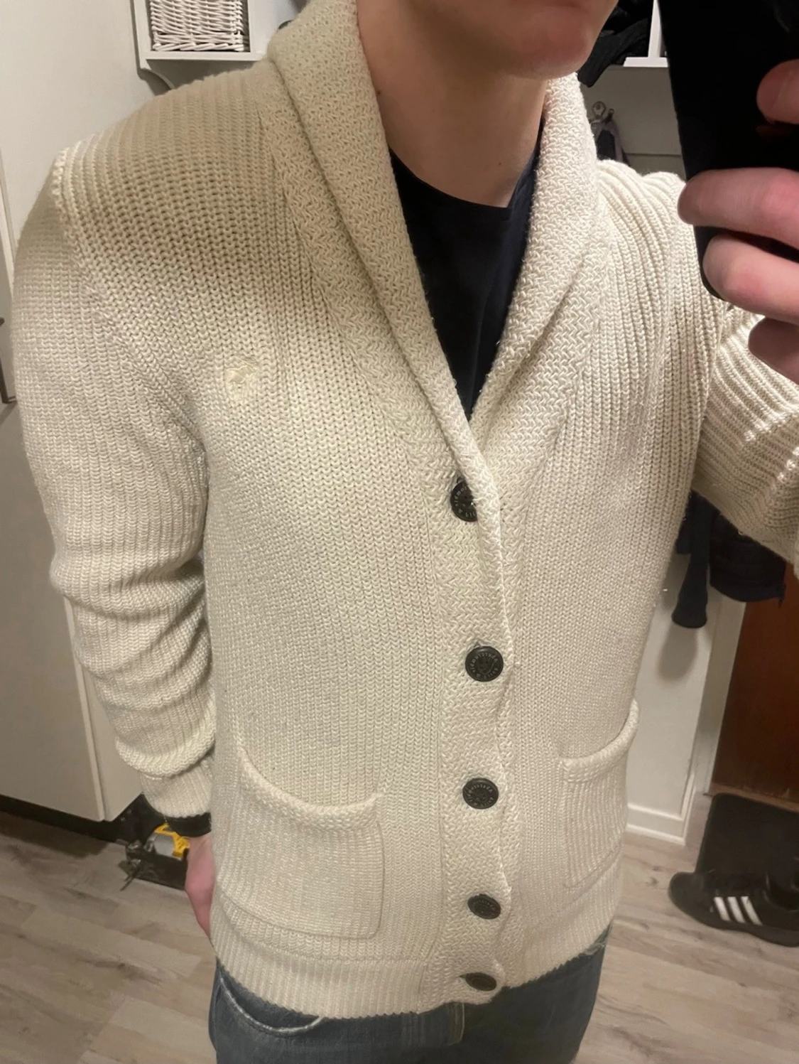 Vit stickad cardigan - 1