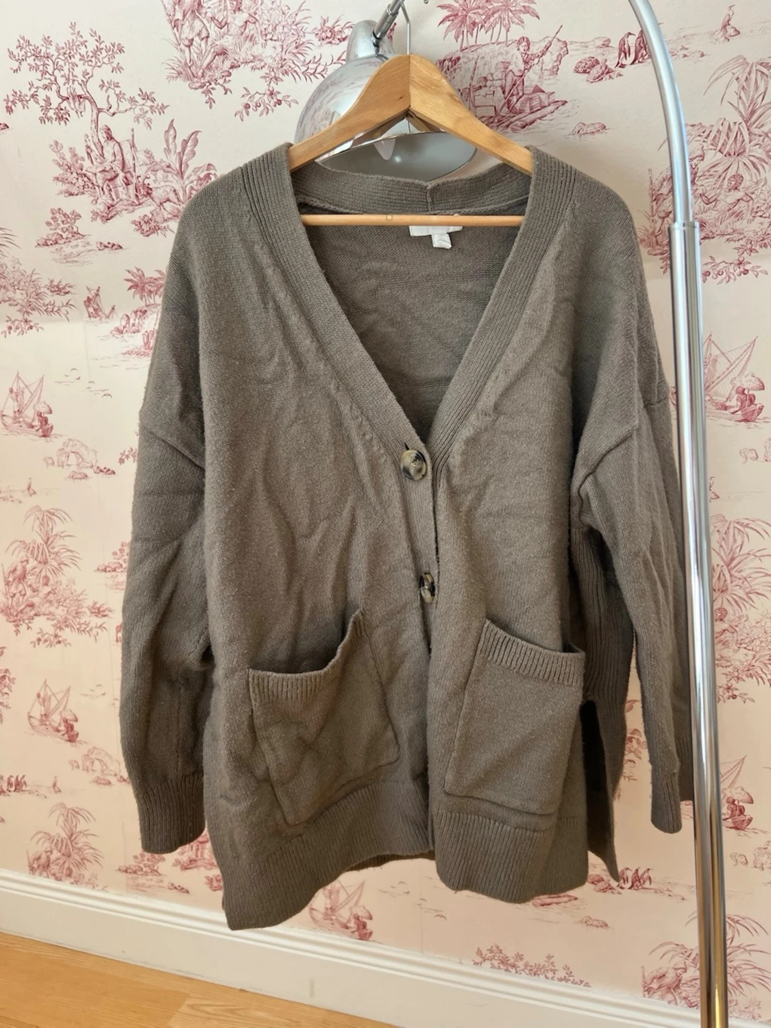 Brun oversized kofta med fickor - 1