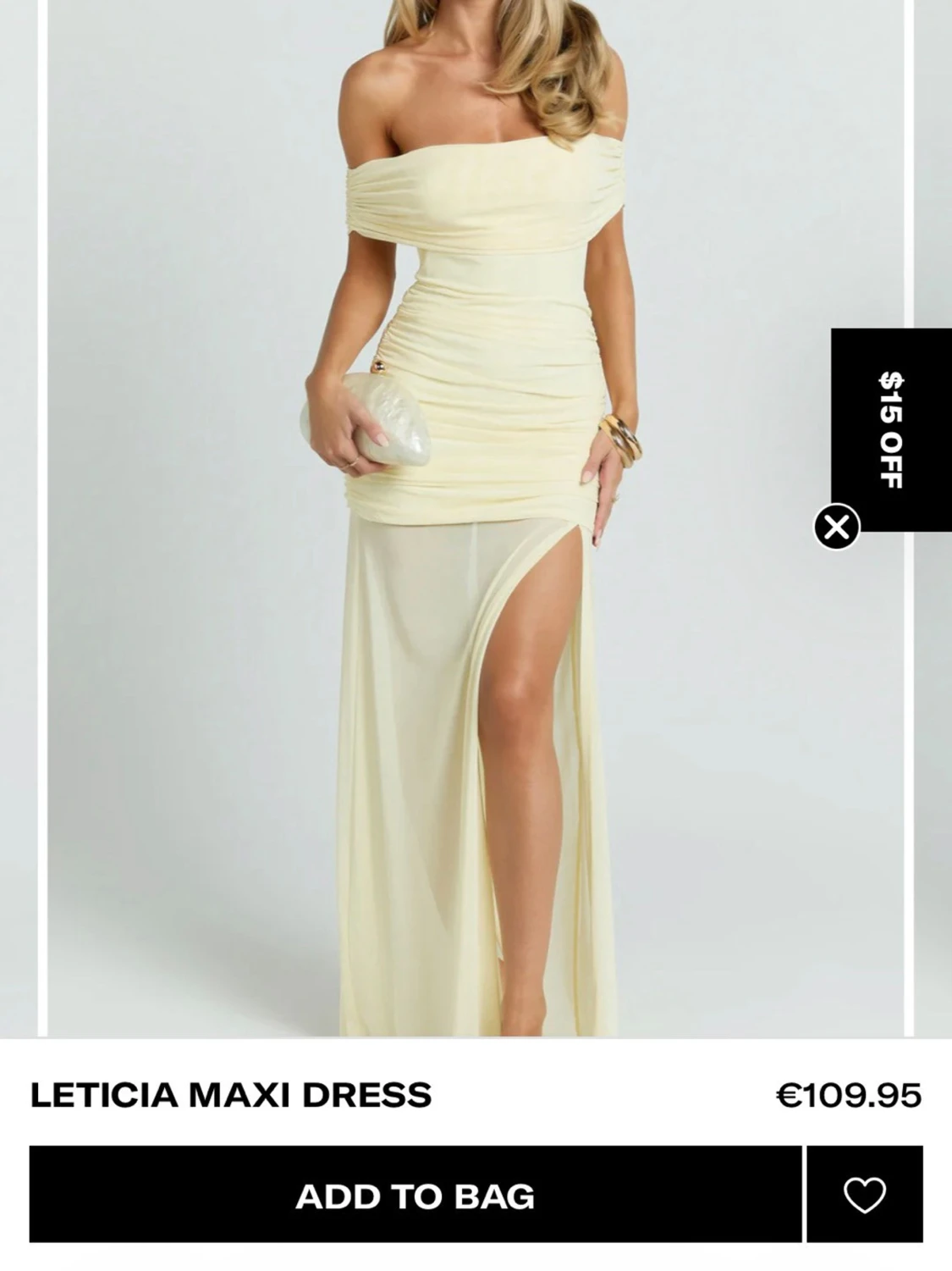 Balklänning - offshoulder ljusgul - 1