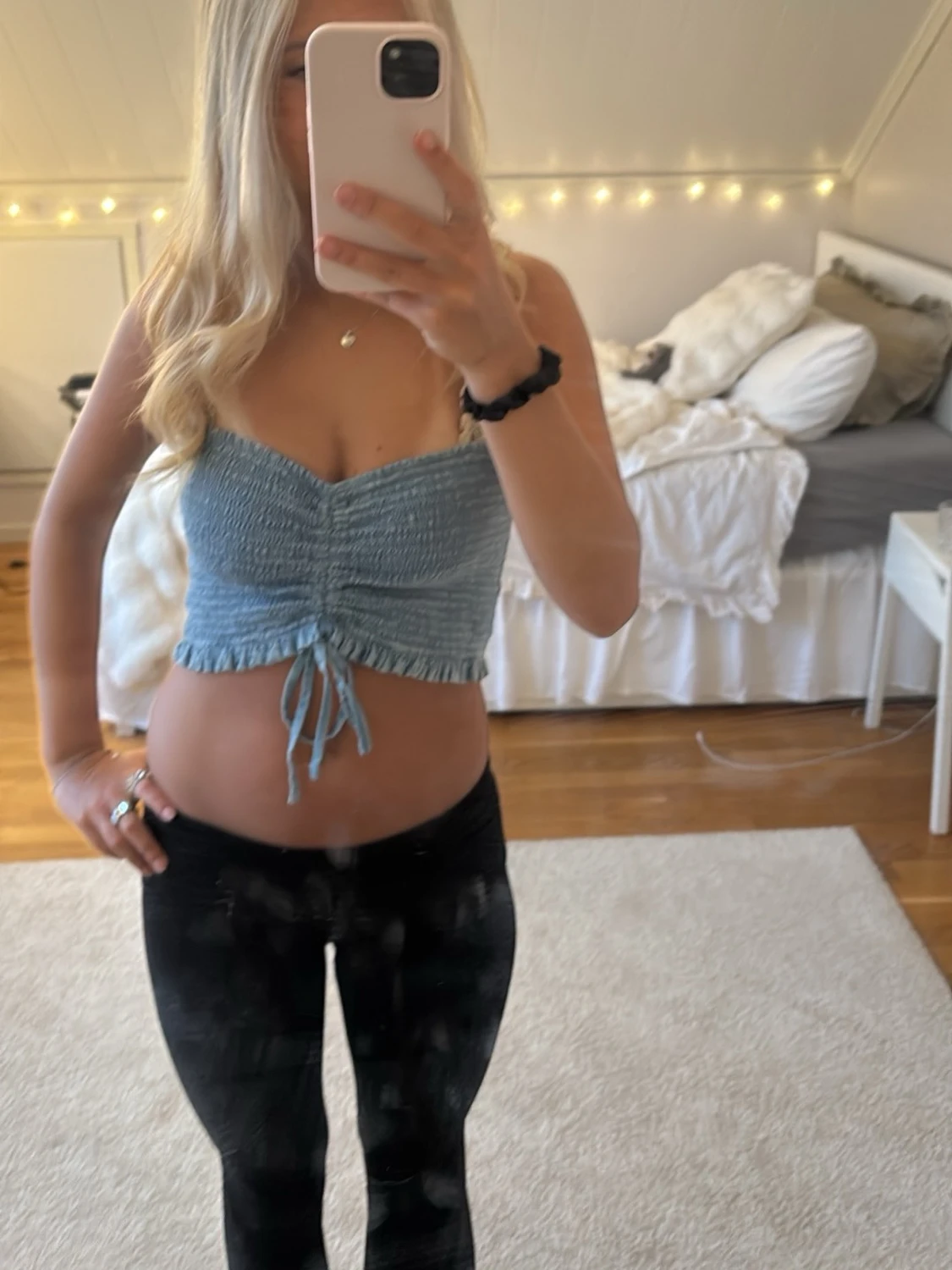 Blå bandeau tubtopp med snörning