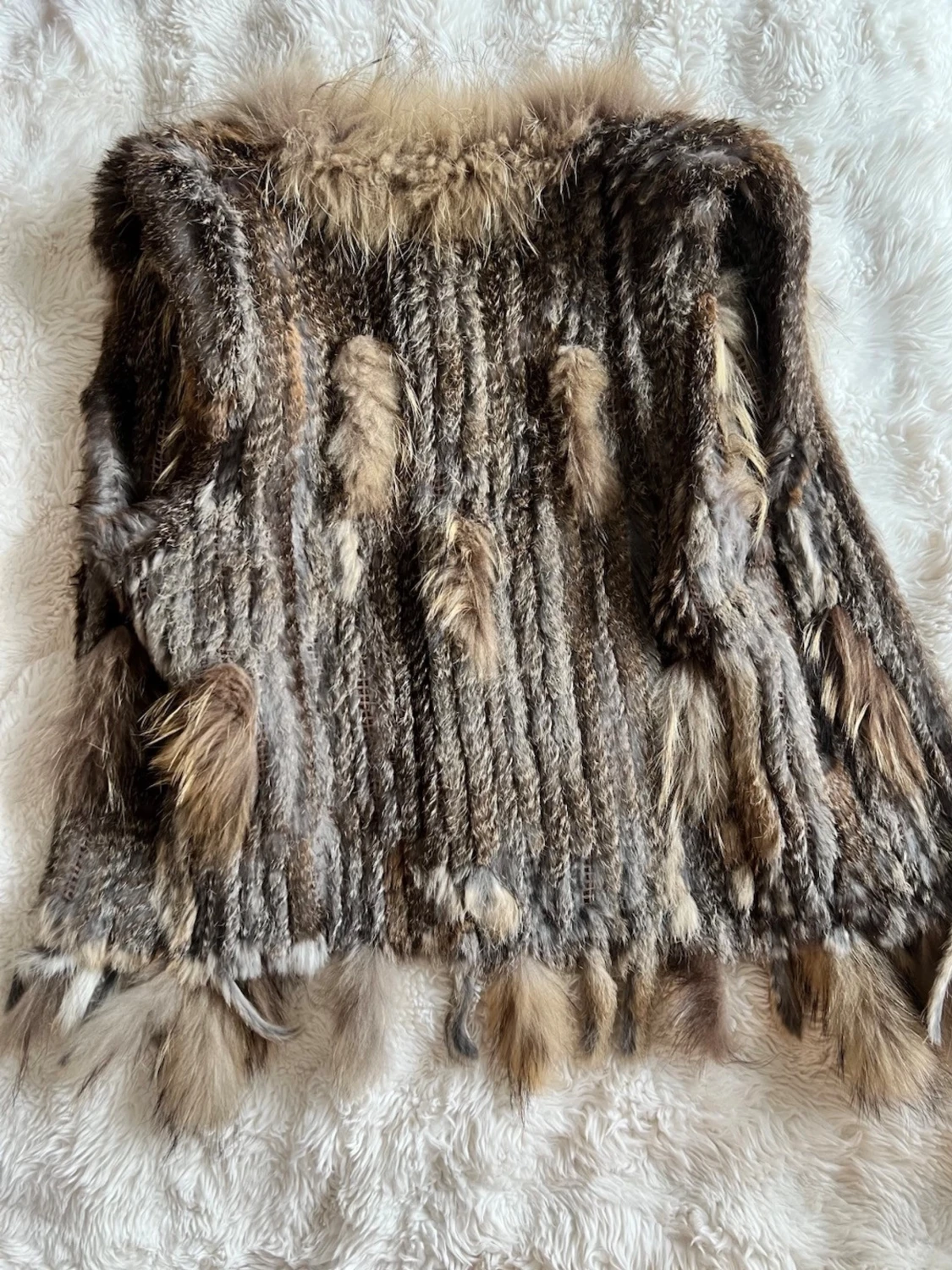 Brun pälsväst med fluffig krage - 2
