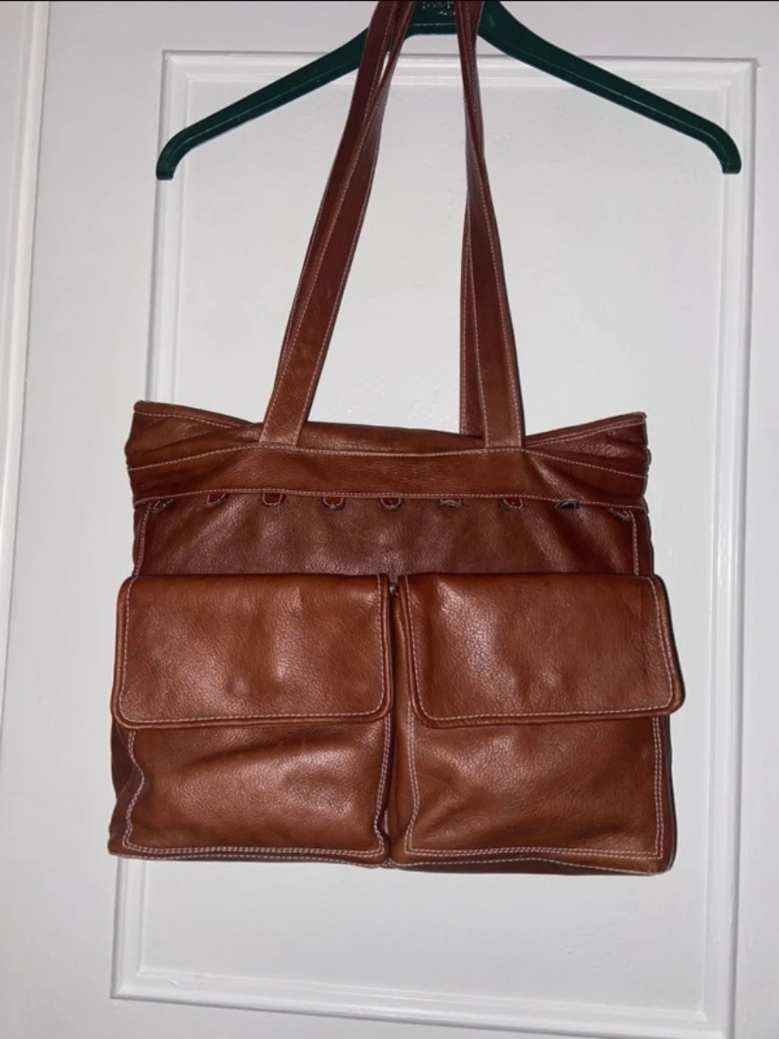Slouchy vintage brown leather bag - 1