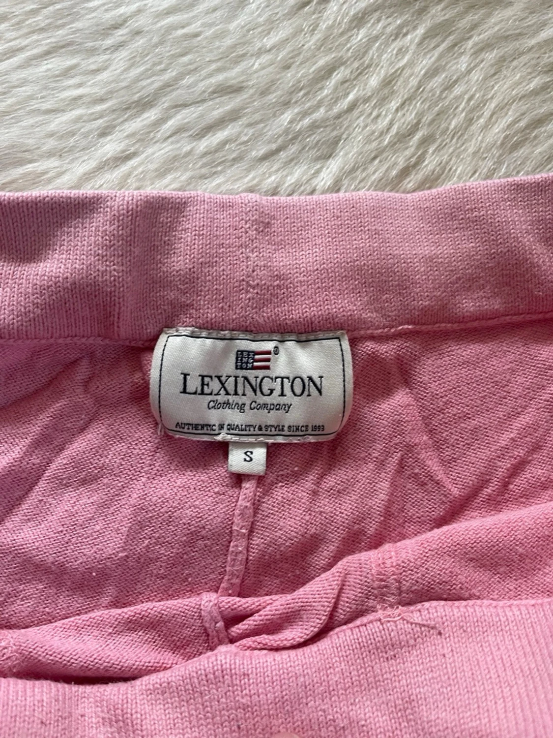 Rosa frotté-shorts från Lexington med snörning i storlek S  - 3