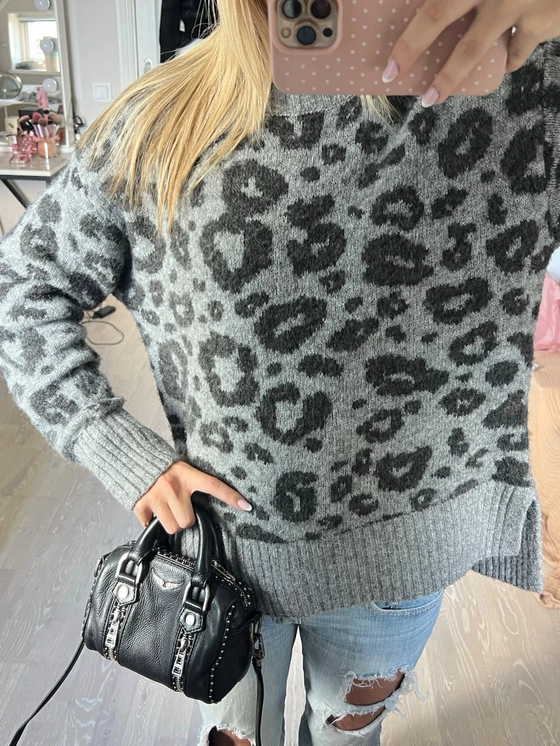 Stickad leopard tröja - 1