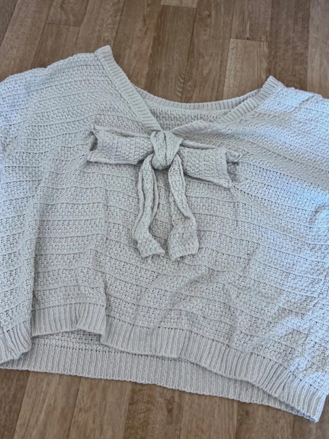 Off shoulder stickad tröja ljusbeige - 3