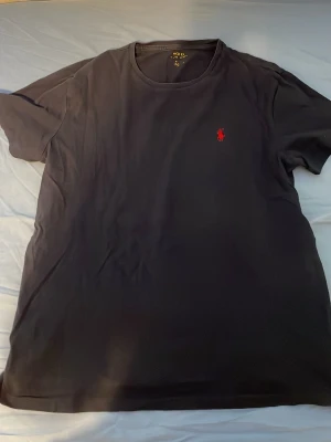 Svart t-shirt från Polo Ralph Lauren - Klassisk svart t-shirt från Polo Ralph Lauren med rund halsringning och det ikoniska röda broderade logotypen på bröstet. Tillverkad i mjuk bomull och har en normal passform. Perfekt basplagg för en stilren look.