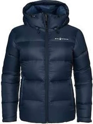 Mörkblå dunjacka från Bergans - Snygg mörkblå dunjacka från Bergans med huva och dragkedja framtill. Jackan har ett puffigt quiltat mönster och logotyp på bröstet. Perfekt för kalla vinterdagar och tillverkad i slitstarkt material med dunfyllning.