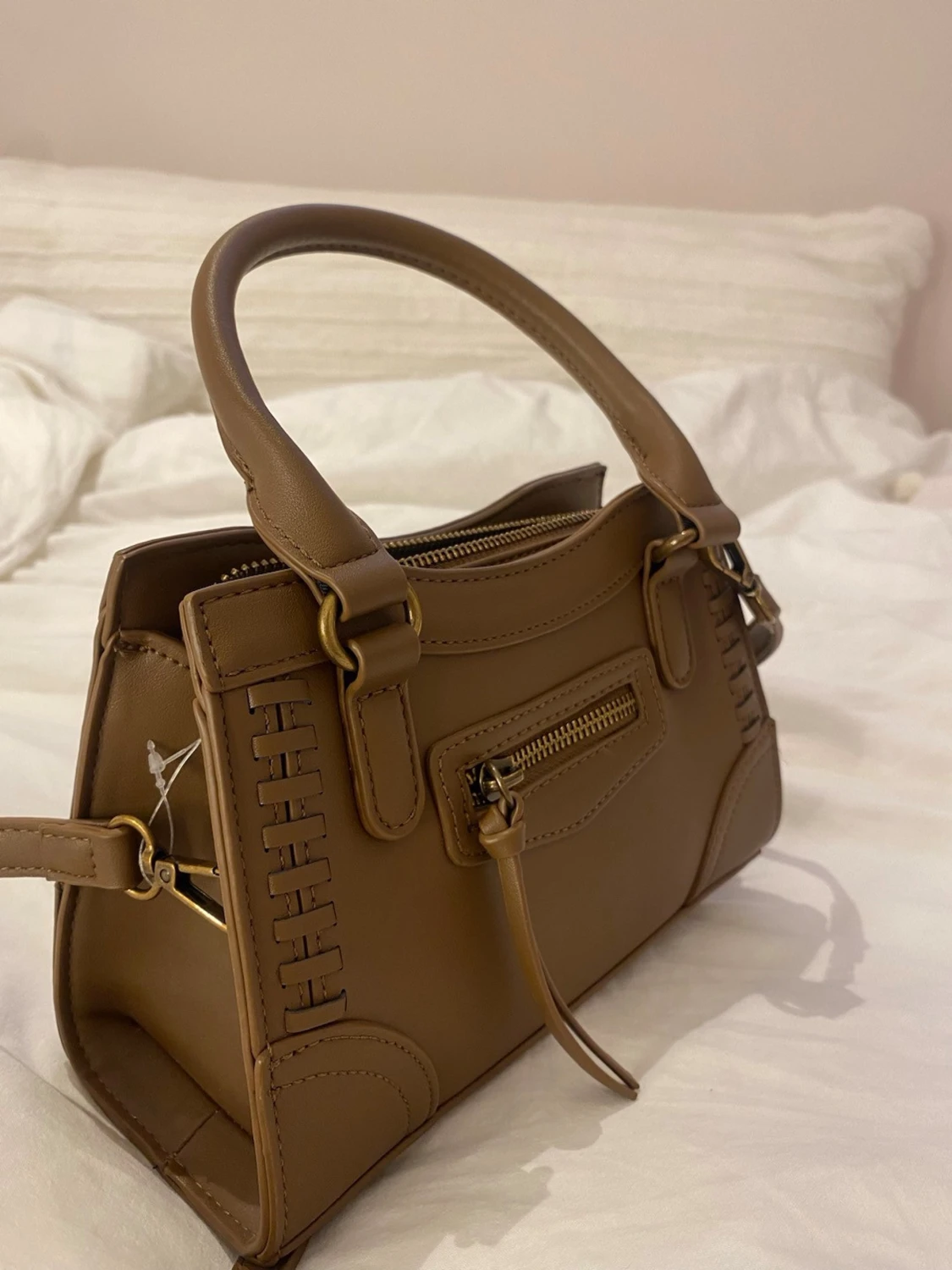 Brun minihandväska med axelrem - 1