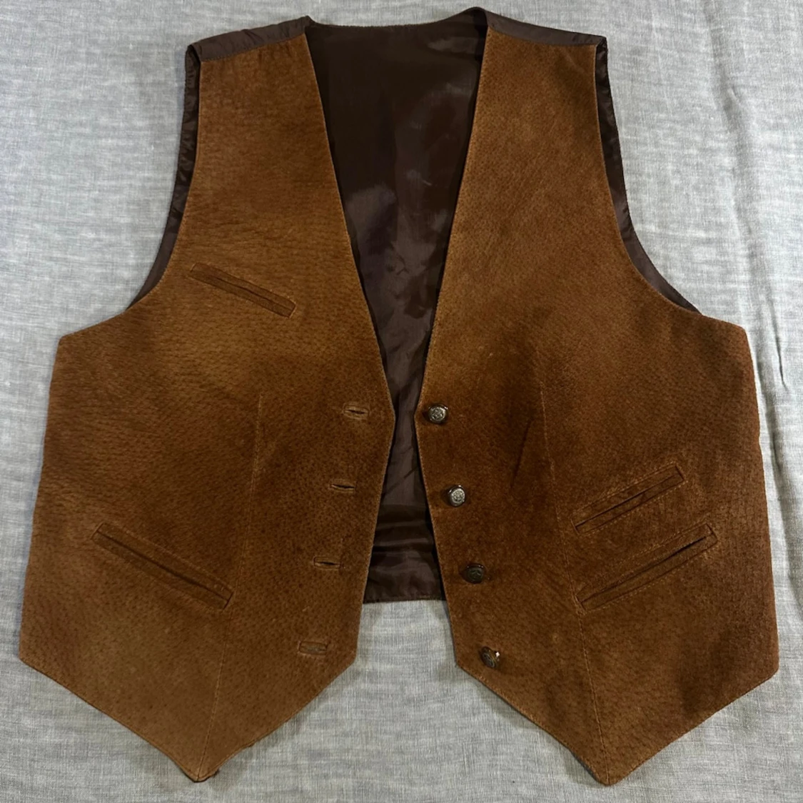 90s Western Leather Vest 🤎 Cowboycore Waistcoat Size S