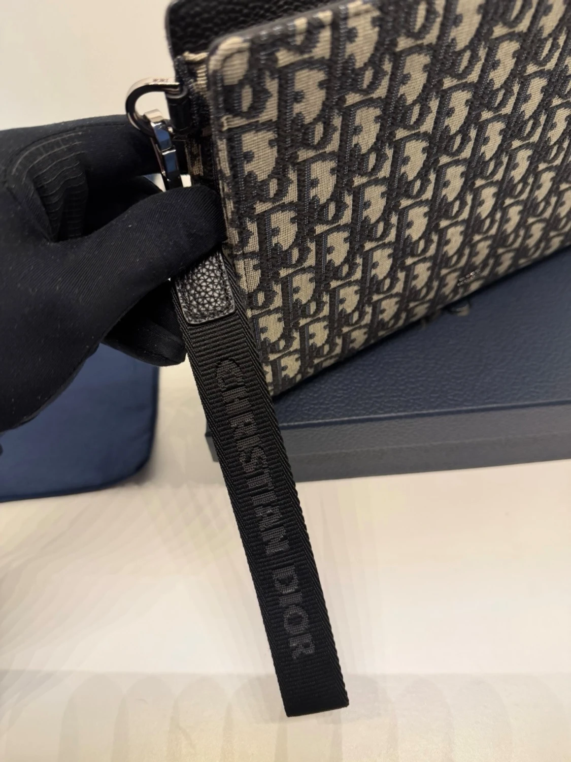 DlOR NAVY BLUE POUCH - 1