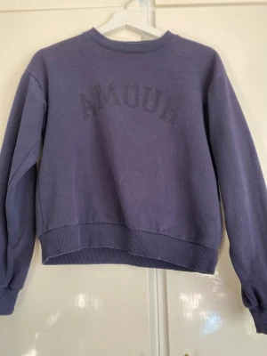 Lila sweatshirt från Gina Tricot - Lite lila blå aktig tröja från Gina tricot💙💜 med glitter på bokstäverna ” AMOUR”