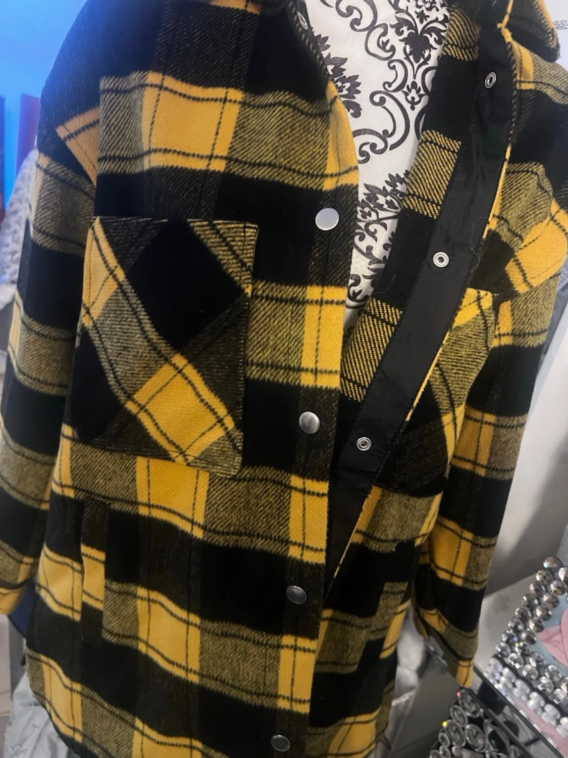 Gul och svart rutig overshirt - 4
