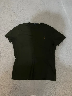 Mörkgrön t-shirt Polo Ralph Lauren - Snygg mörkgrön t-shirt från Polo Ralph Lauren i custom slim fit. Klassisk design med korta ärmar och den ikoniska broderade loggan på bröstet. Tillverkad i mjuk bomull som känns skön mot huden. Perfekt för en clean och stilren look.