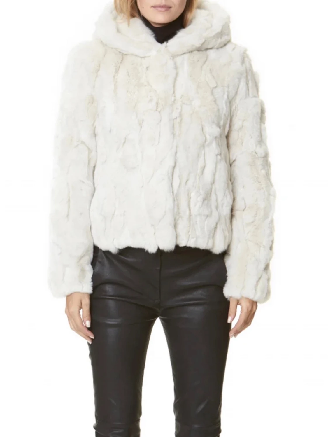 Vit pälsjacka med huva från hollies